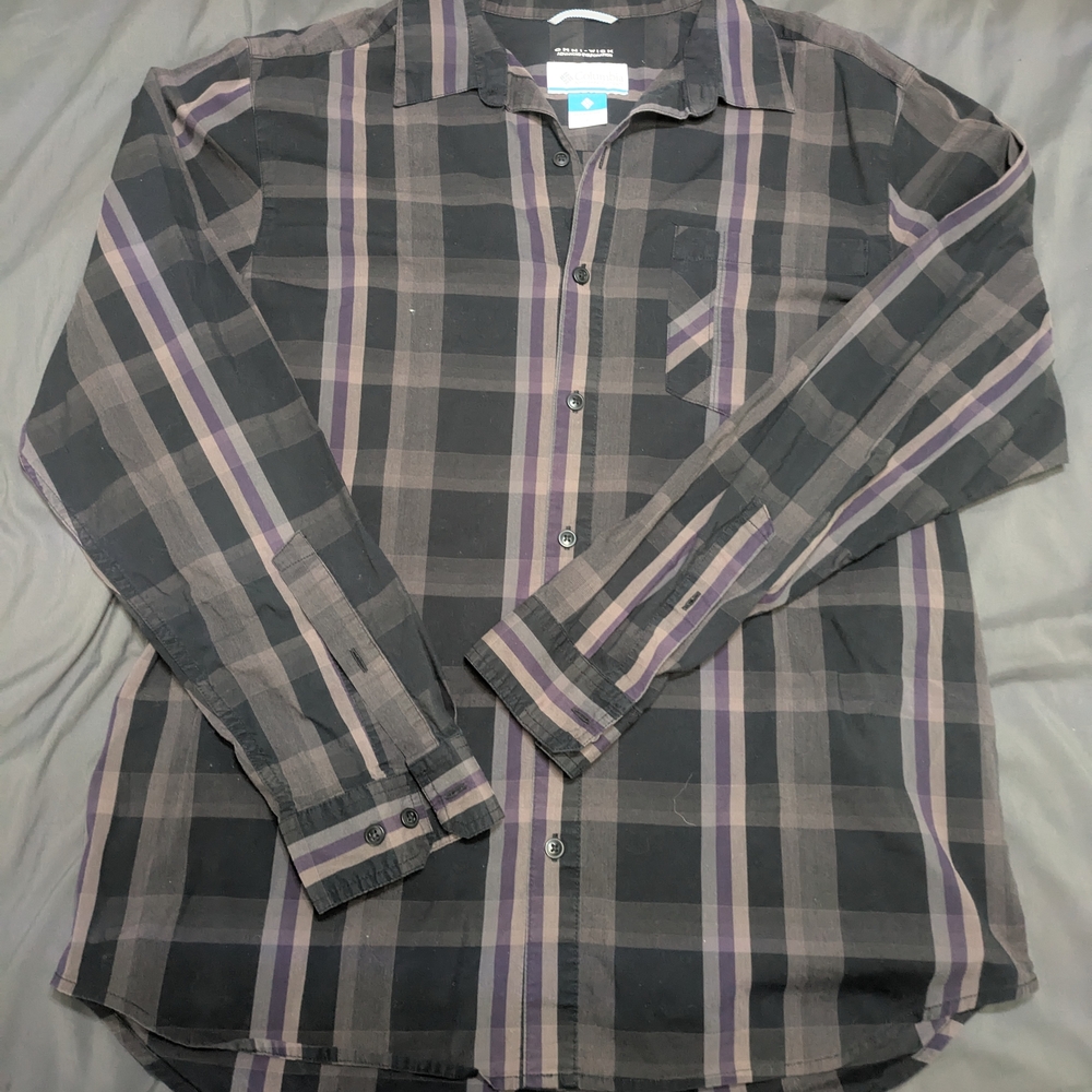 Columbia Omni-wick Purple Plaid Button up Shirt